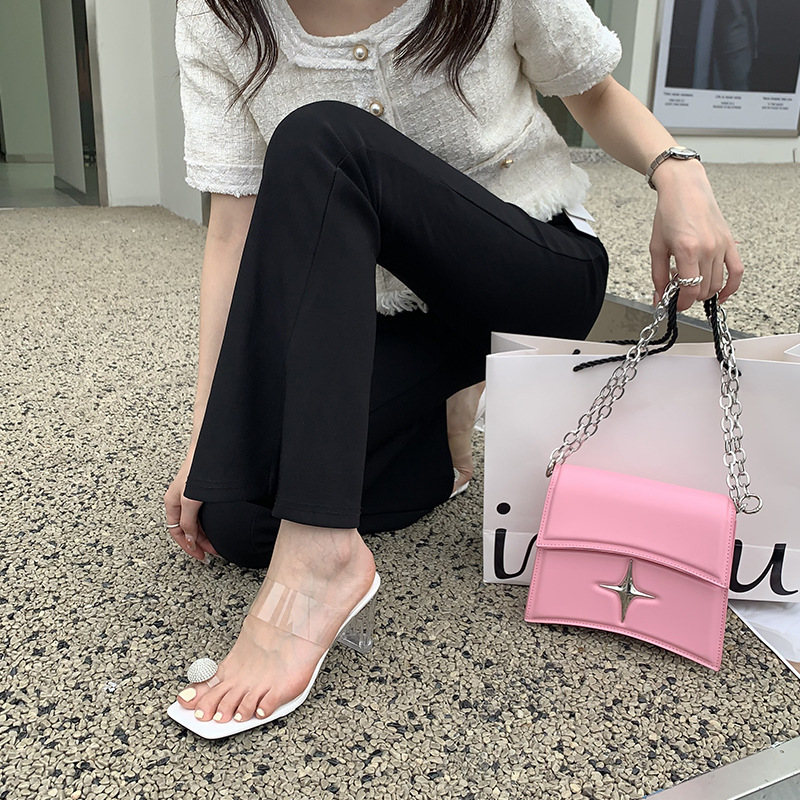 1712908549265_80457.jpg 2024 Summer New French Crystal Transparent Strap Rhinestone Slippers for Women High Heel Sandals