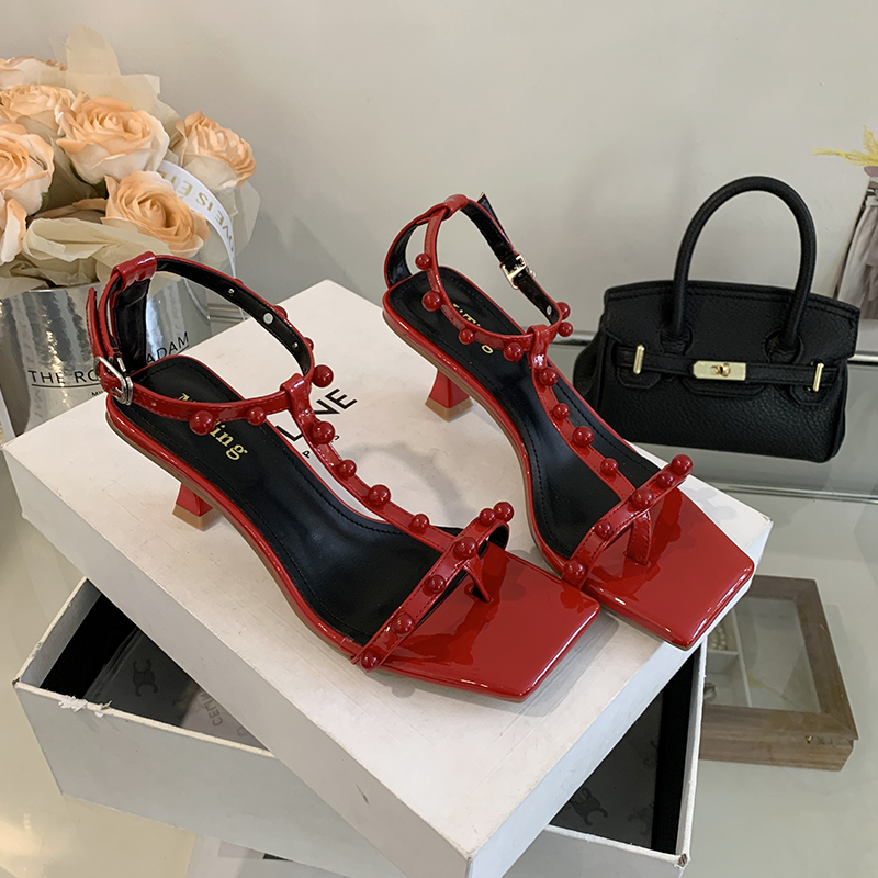 1714112723921_350451.jpg Miting Rivet Roman Thin Strap Sandals 2024 Summer New Fairy Style Fashion High Heel Women