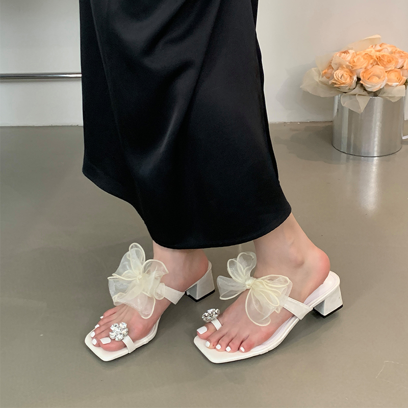 1714290399526_813888.jpg 2024 New Butterfly Bow Rhinestone Fairy Style Slippers for Women Chunky Heel Sandals