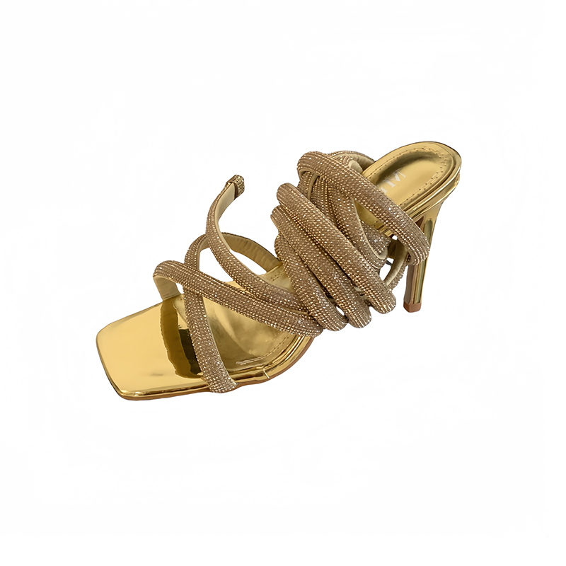 1716362115037_68990.jpg Miting 2024 Summer New Style Thin Heel Ankle Strap Gold Model Runway High Heel Sandals Roman Shoes