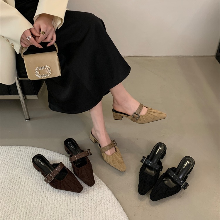 1736839173158_512528.jpg Fortune One Foot Niche Design Closed Toe Half Slippers Women's Shoes 2025 New Spring Chunky Heel Sandals