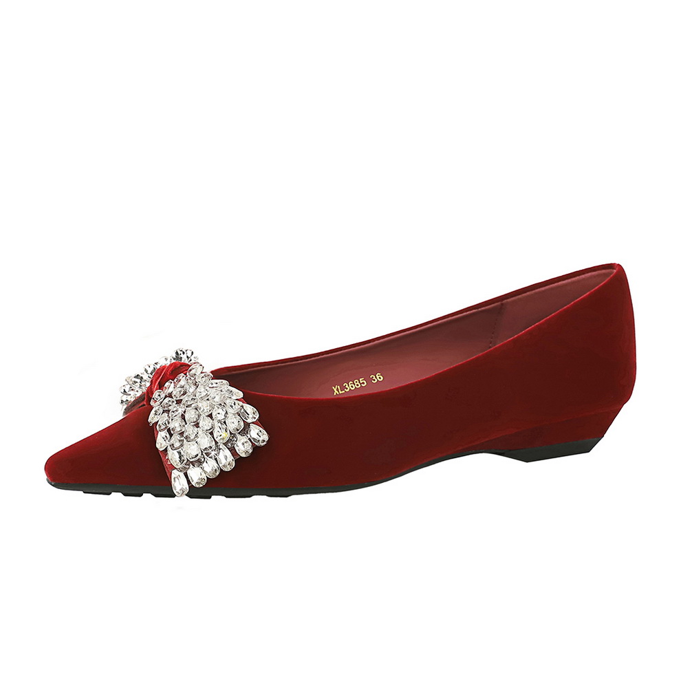 1764832154818_vthdOd.jpg French Elegance Women's Flats with Rhinestone Bow Pointed Toe Suede Wedge Heels
