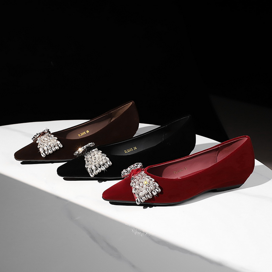 1764832154822_C1s6lv.jpg French Elegance Women's Flats with Rhinestone Bow Pointed Toe Suede Wedge Heels