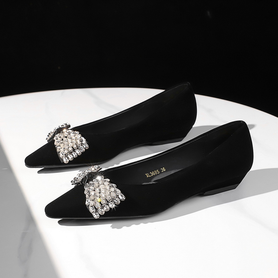 1764832166559_mQlnxj.jpg French Elegance Women's Flats with Rhinestone Bow Pointed Toe Suede Wedge Heels