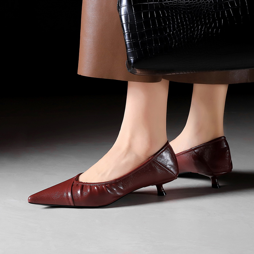 1764923077253_KVsASO.jpg Korean Style Low Heel Women's Shoes Pointed Toe Shallow Slip On Mid Heel Professional Single Shoes