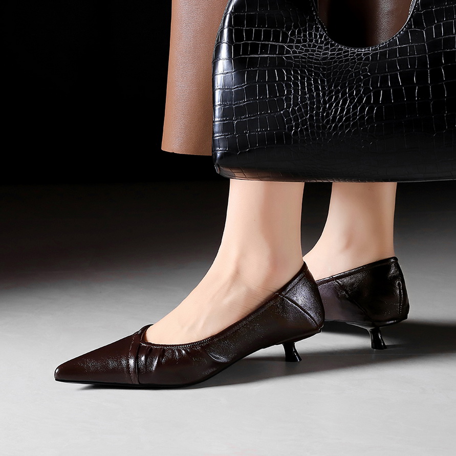 1764923077256_zaPnH1.jpg Korean Style Low Heel Women's Shoes Pointed Toe Shallow Slip On Mid Heel Professional Single Shoes