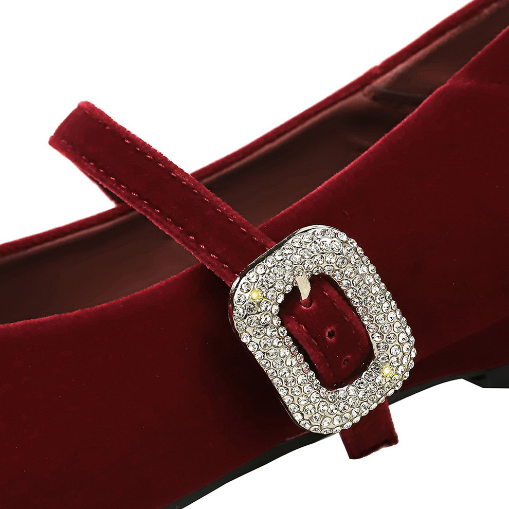 1765525748684_ulFudI.jpg French Style Rhinestone Buckle Strap Pointed Toe Low Heel Wedge Shoes for Women