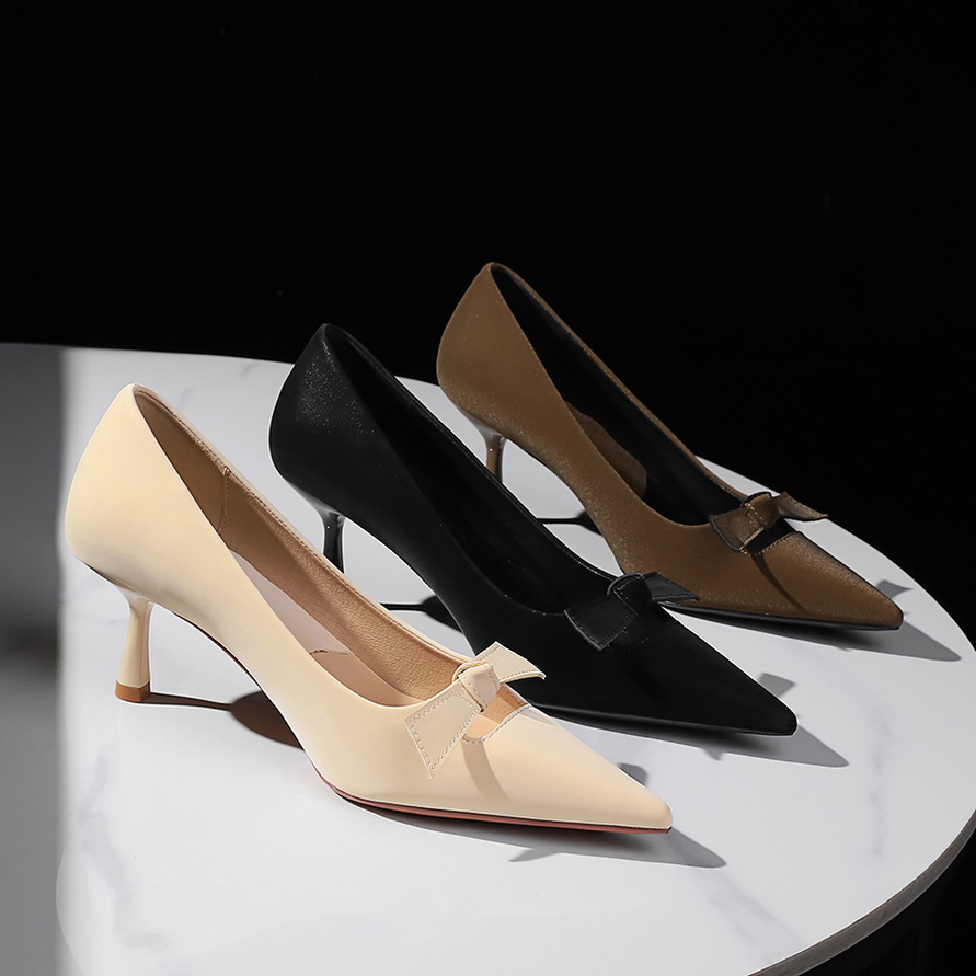 Women's Sexy Pointed Toe Bowknot High Heel Shoes - European American Style Thin Heel Shallow Mouth Single Shoes