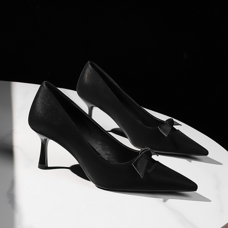 Women's Sexy Pointed Toe Bowknot High Heel Shoes - European American Style Thin Heel Shallow Mouth Single Shoes