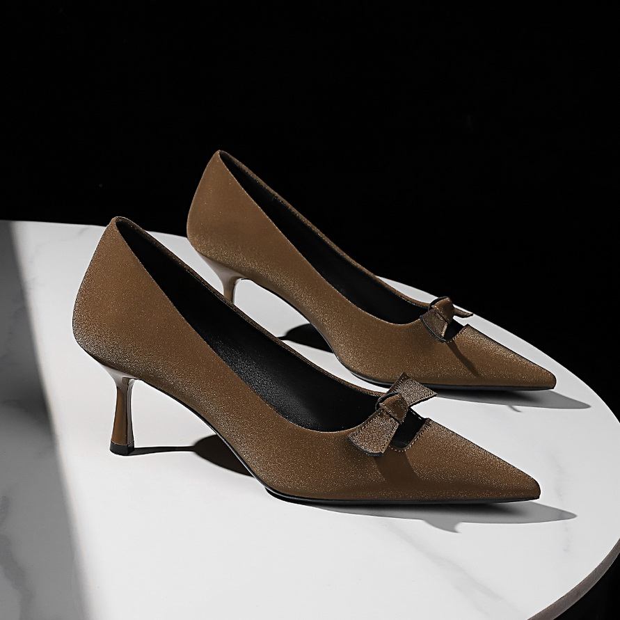 Women's Sexy Pointed Toe Bowknot High Heel Shoes - European American Style Thin Heel Shallow Mouth Single Shoes