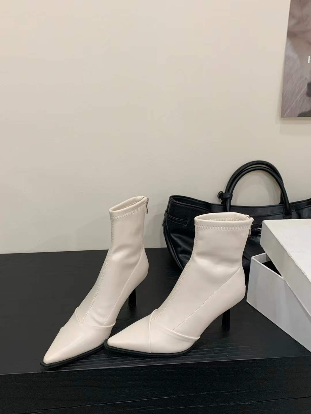 1784533250161_EHrIOb.jpg Women's High Heel Short Boots 2026 Autumn Winter New Fashion Street Style Pointed Toe Slim Fit Elastic Ankle Boots
