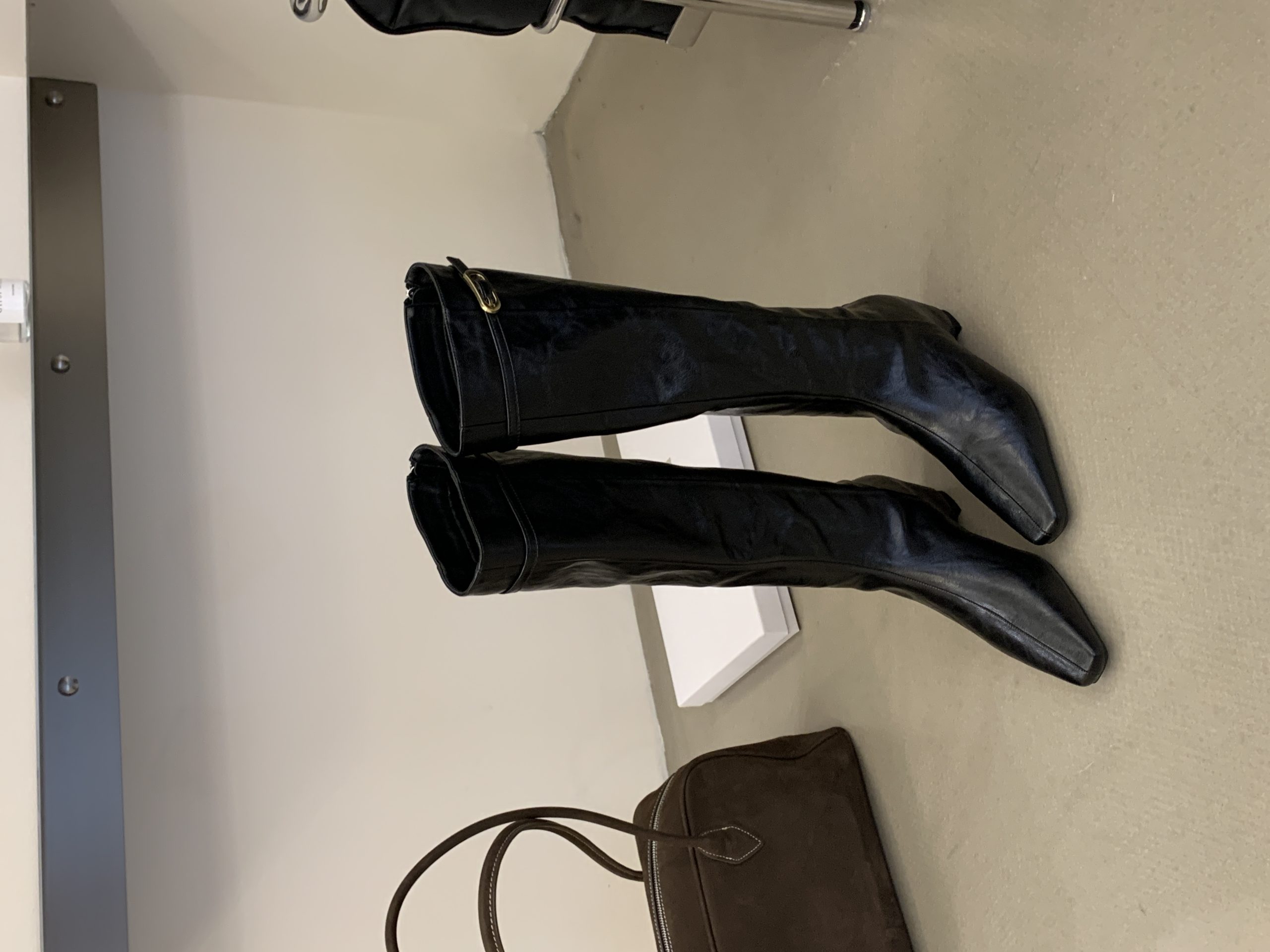 2026 Early Autumn Square Toe Suede Belt Buckle Back Zip Wedge Heel Leather Over-the-Knee Boots Women's Fashion Commuter Style