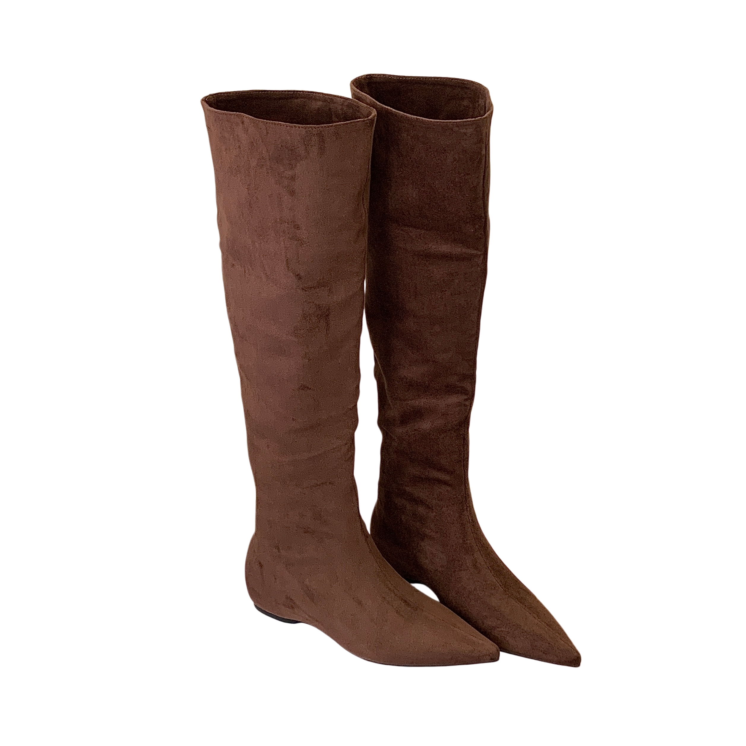 1784609188289_JSTxQT.jpg 2026 Early Autumn Pointed Toe Suede Over Knee Boots Foldable Sheepskin Two-Way Wear Commuter Boots